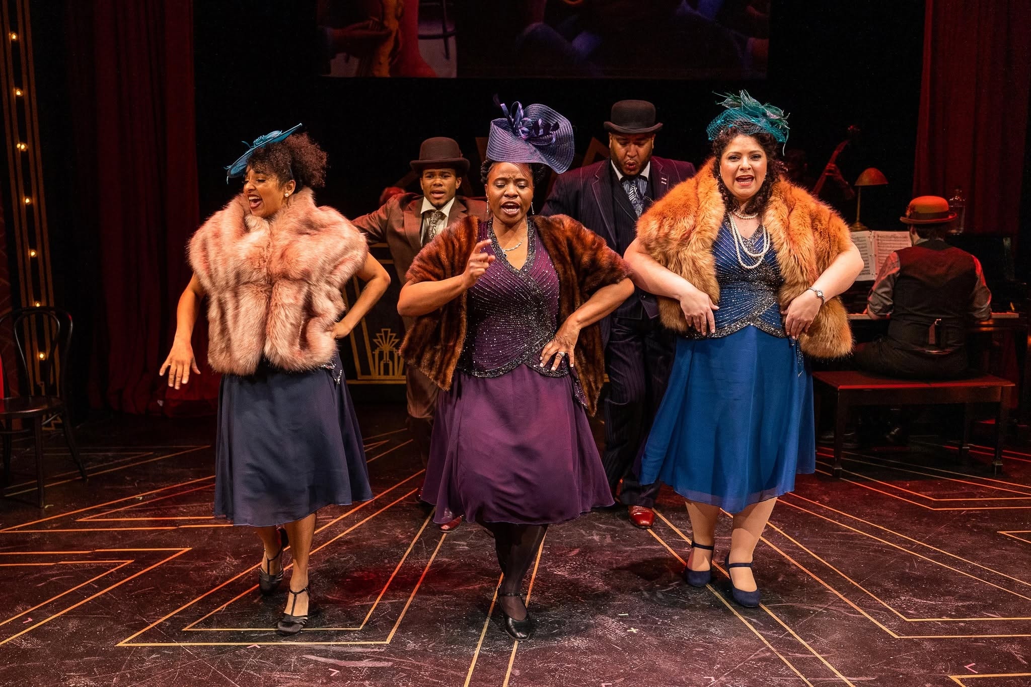 Ain't Misbehavin' — full company in fur stoles, costume design by Studio Viemage